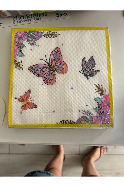 Partifabrik Butterfly Themed White Paper Napkins 20 Pieces