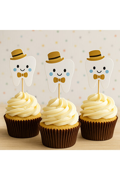 Partifabrik Teeth Wheat Themed White Boy's Tooth Toothpick 8 Pieces