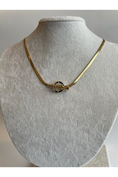 saaden jewelry SAADEN ÇELİK ÇİVİ DETAYLI KOLYE