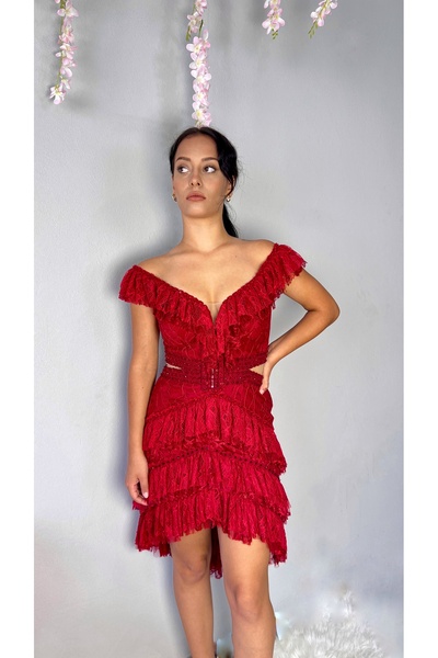 MEDUSA Nara • Dantel Detaylı Mini Abiye Elbise – Kokteyl & Özel Günler İçin