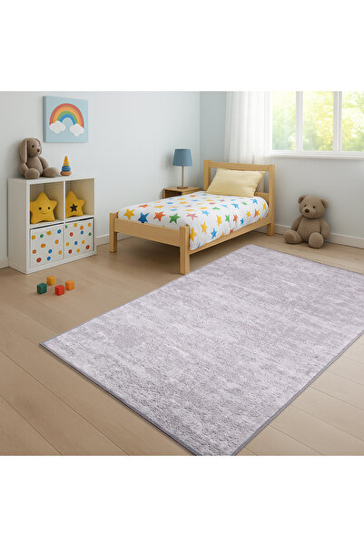 Bonny Home Nova Gri Leke Tutmaz Yıkanabilir Kaymaz Çocuk Genç Odası Halısı An...