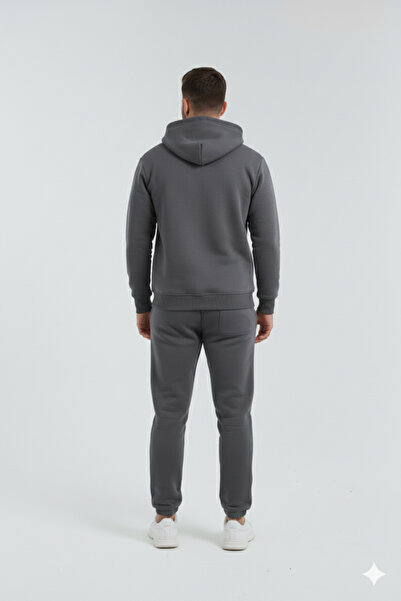 OXVİN Üç Iplik Kesik Cep Kapüşonlu Içi Pamuklu Yumuşacık Oversize Eşofman Takımı