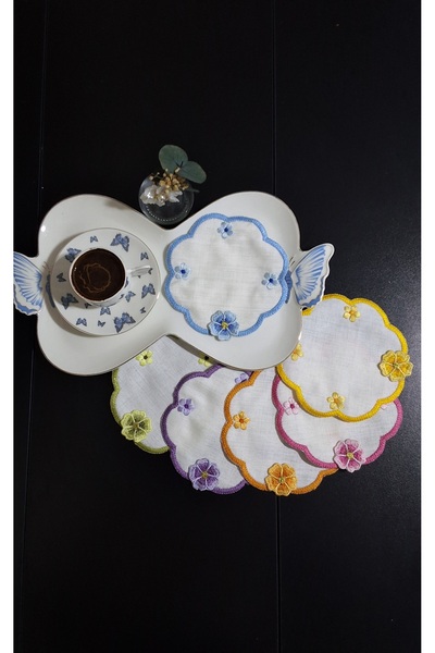 NGR HOME NGR HOM E 6'LI BOYUTLU ÇİÇEKLİ KAHVE YANI SUNUM KOKTEYL PEÇETESİ