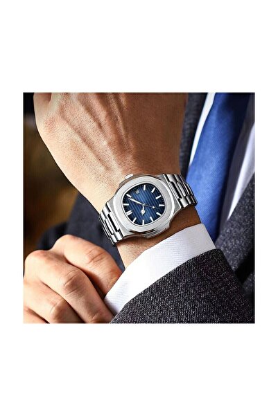 Store Patek Model Lacivert Çelik Eşref Tek Saati