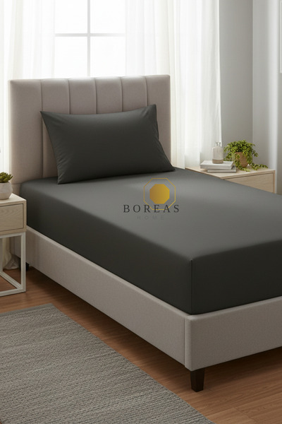 Boreas Home Natural Ranforce Double Fitted Sheet and Pillowcase Set