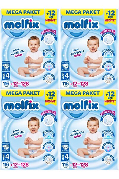 Molfix Baby Diaper Size: 4 (7-14kg) Maxi 512 Pieces Mega Advantage Opportunity Pk