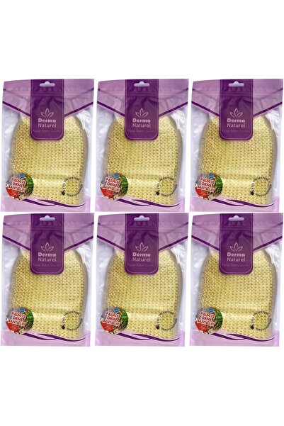 Derma Naturel قفازات حمام محبوكة بألياف النخيل (15*24 سم) MS-04 (مجموعة من 6)