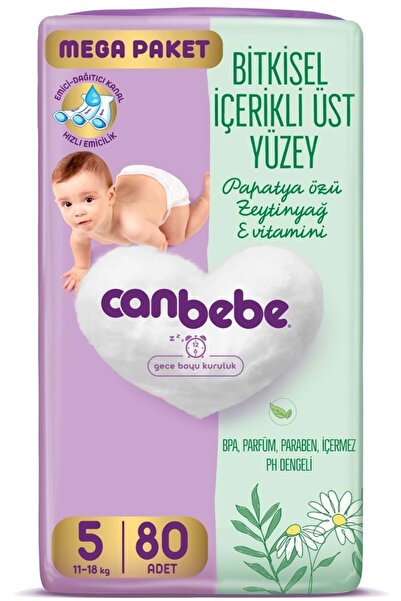 Canbebe Bebek Bezi Beden:5 (11-18KG) Junior 80 Adet Mega Pk