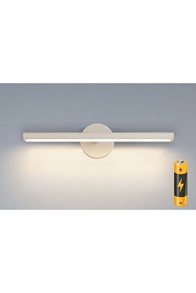 burenze Modern Kablosuz Tak Çalıştır Ledli Pilli Aplik Tablo Ayna Duvar Aydınlatma Beyaz Gövde Pil Dahildir