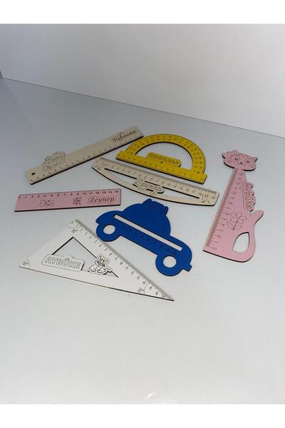 6. Pro Kişiye Özel Ahşap Cetvel Takımı (7 ADET CETVEL)
