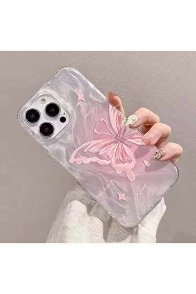 OVADA iPhone 11 Pro Max Uyumlu Kamera Koruma Çıkıntılı Kelebek Desenli Premium Kılıf