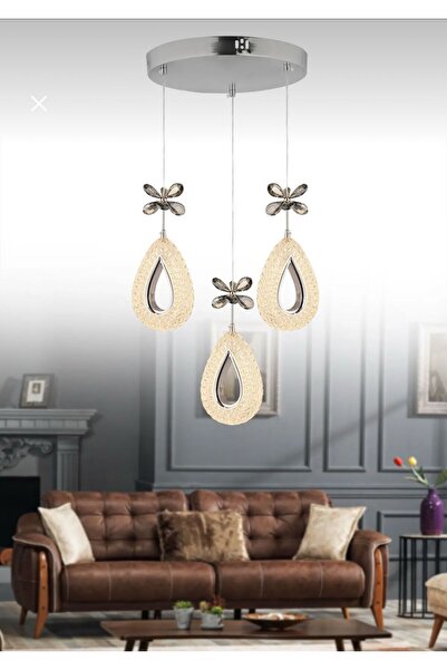 Marsel Lighting YAGMUR Model 3'lü Krom 3 Renk Modu Ledli Modern Salon Mutfak ...