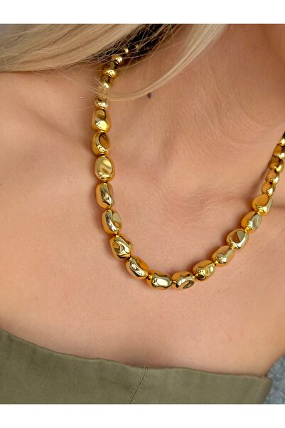 YOUES JEWELRY Kadın Modern Tasarım Zincir Parlak Asimetrik Boncuk Kolye