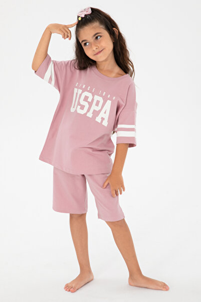 U.S. Polo Assn. Kız Çocuk Pembe Şortlu Alt Üst Takım 50312529-VR041
