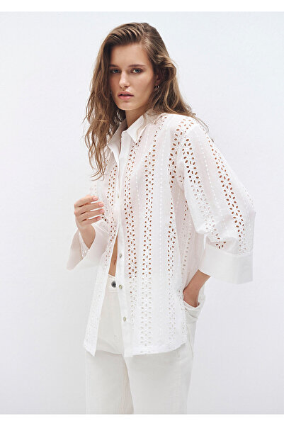 Mavi Fisto Κεντημένο Λευκό Πουκάμισο Loose Fit / Loose Relaxed Fit 1211107-620