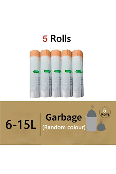 Choice S-5 لفات (6 لتر - 15 لتر) 5 لفات 20 لتر / 30 لتر / 60 لتر كيس قمامة ذكي ذو سعة كبيرة سلة مهملات برباط