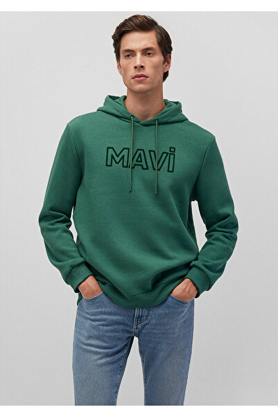 Mavi Zelená mikina s kapucí s potištěným logem 0610941-71874