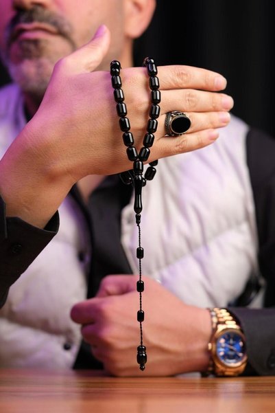 dergah tesbih El işçiliği Kapsül Model Erzurum Oltu Taşı Tesbih