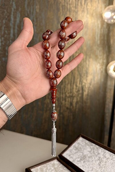 dergah tesbih Silver Embroidered Kuka Efe Mascot Wrist Length Prayer Beads