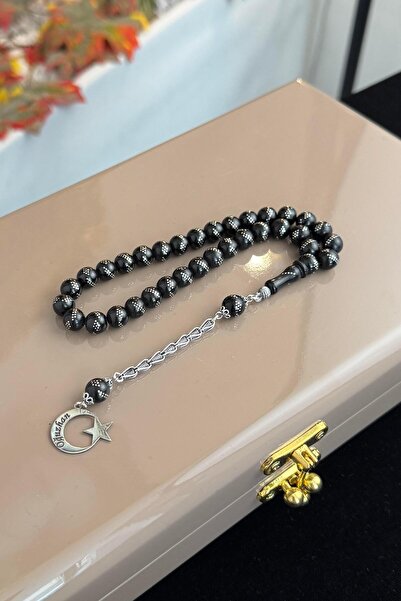 dergah tesbih Kişiye Özel İsimli Oltu Taşı Full Gümüş