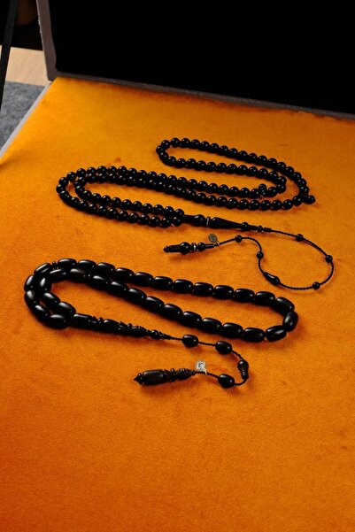 dergah tesbih Master Yusuf Cevher Ebony Tree Collectible Prayer Beads (Set of 2)