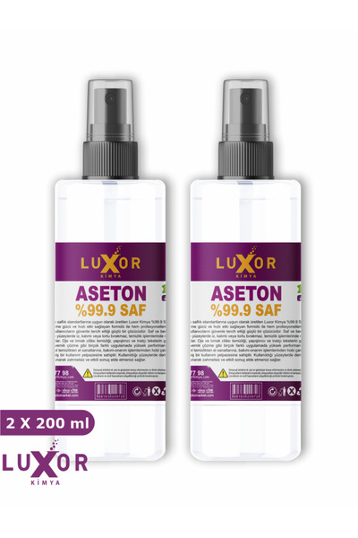 Luxor Kimya Saf Aseton 2 X 200 Ml, Oje Çıkarıcı Oje Temizleyici