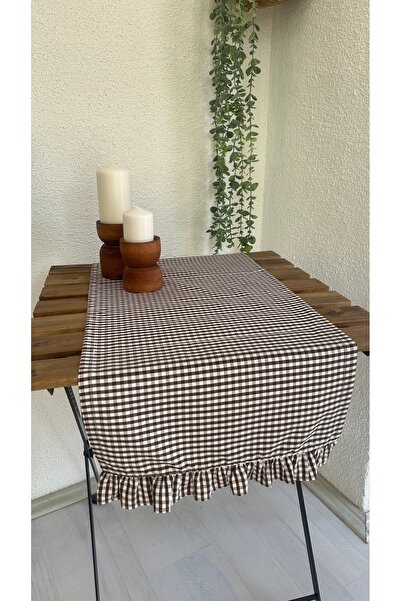 Decamor home Бавовняний льон коричневий міні-потікар з рюшами