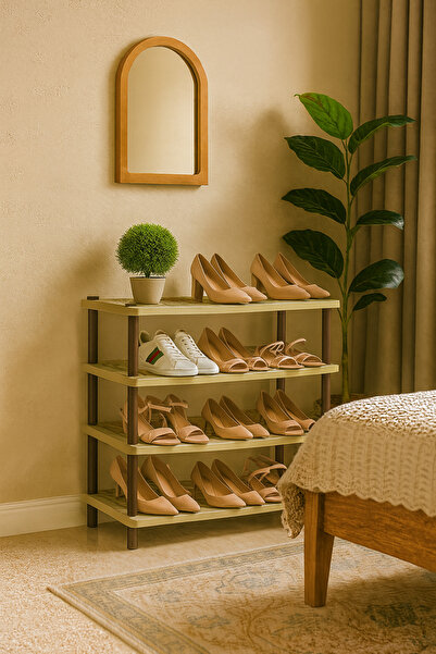 ALMUFARREJ رف أحذية بأربع طبقات، مقاس 68×28×75 سم