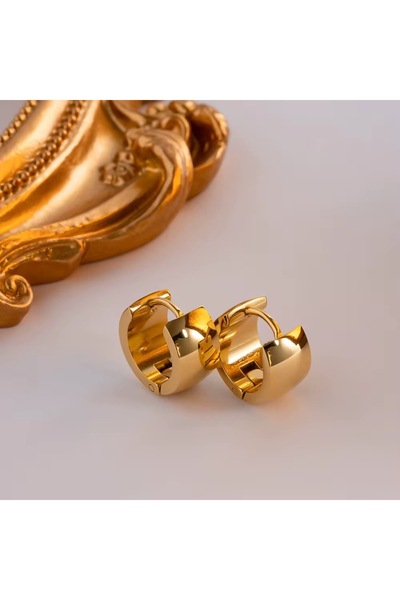 Siya Silver Kararmaz Çelik Unisex Minimal Halka Küpe-1,3 cm