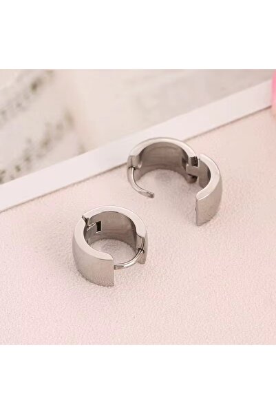 Siya Silver Kararmaz Çelik Unisex Minimal Halka Küpe-1,3 cm