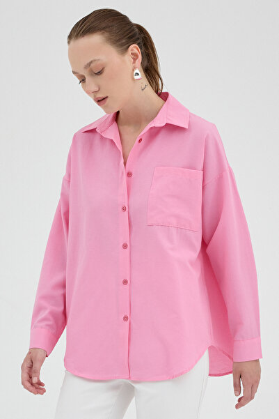 Rays Cămașă oversize Candy Pink cu un singur buzunar 8158A