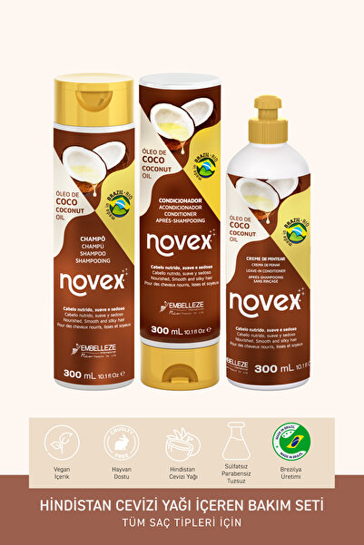 NOVEX Coconut Oil - Kuru ve Hasarlı Saçlar İçin Şampuan + Saç Kremi + Durulan...