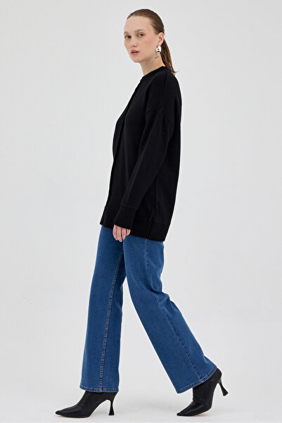 Rays Μαύρο γυναικείο πουλόβερ Oversize Crew Neck 2345