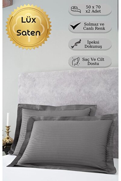Karna Home Pillowcase Set of 2 Cotton Satin Stripe Karna