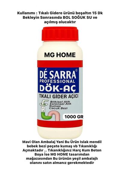 MG HOME 1 ADET DE SARRA 1 KG LAVOBA AÇICI DÖK AÇ BANYO GİDER AÇICI WC AÇICI
