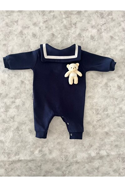 MBK GARDEN Şık Bebek Tulum – Denizci Yaka Ayıcıklı, Geniş Kalıp – MBK GARDEN 3-12 Ay