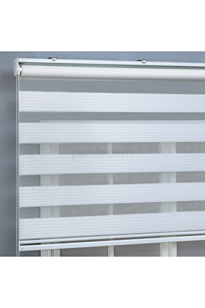 Nursu Perde Beyaz Geniş Plise Zebra Stor Güneşlik Perde Eteksiz