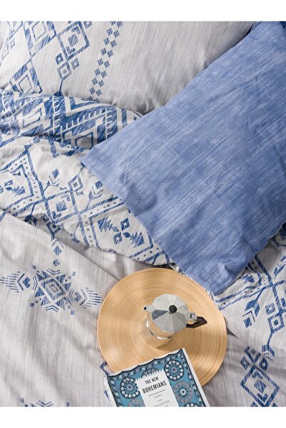 Cotton Box Ethnic Tek Kişilik Nevresim Takımı Cleo Mavi