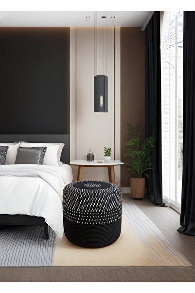 HomeTurko Jüt Puf Salon, Antre, Makyaj Masası ve Balkon Uyumlu Hasır Dekoratif Dayanıklı ve Çok Amaçlı Puff