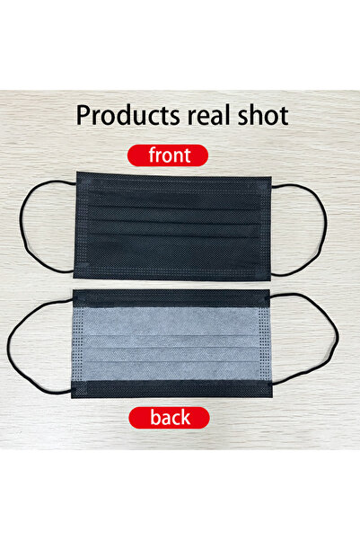 Choice 50 قطعة - قناع أسود للبالغين للاستخدام مرة واحدة عبوة منفصلة قناع أسود مضاد للغبار 3 طبقات