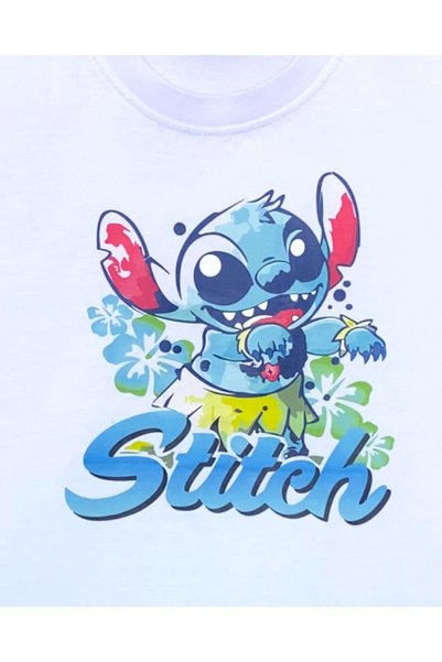 LİTTLE TORTOİSE تي شيرت صيفي برقبة دائرية مطبوع عليه Lilo & Stitch للفتيات