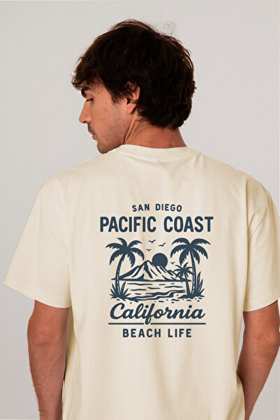 BLUGRIN تي شيرت مطبوع للجنسين من باسيفيك كوست |   كريم