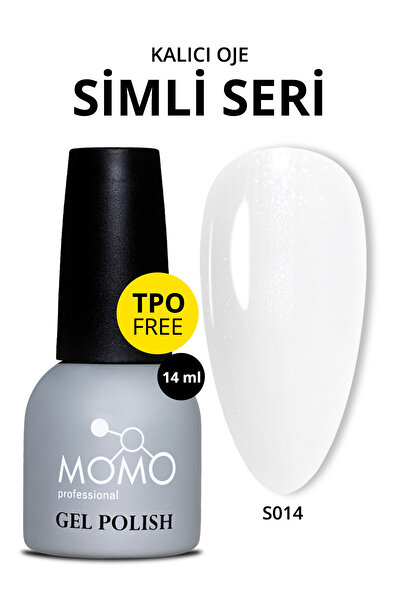 MOMO professional Kalıcı Oje S014, Simli Süt Beyazı, 14 ml, TPO- FREE