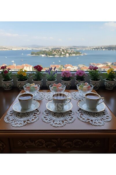 Çt Çeyizci Tekstil 6 bucăți de șervețele de prezentare - cocktail, suport de prezentare pentru cafea, mașină de cusut, suport pentru pahare