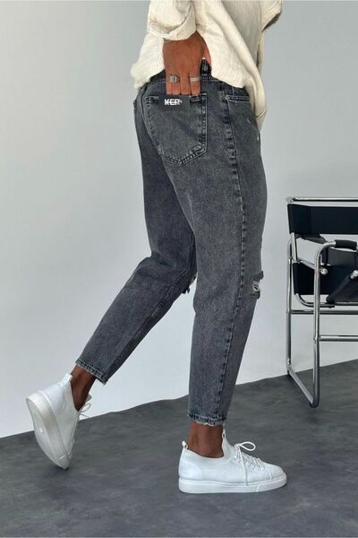 MADZEYMODA Чоловічі джинси з розрізами та дизайнерськими деталями