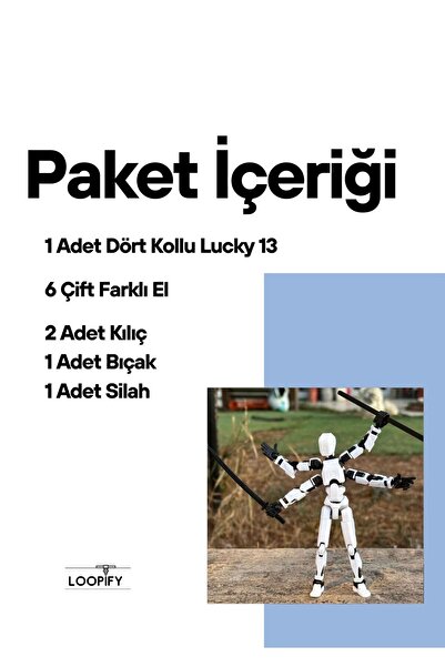 Loopify Lucky 13 Aksiyon Figürü Robot Oyuncak 13cm Dört Kollu