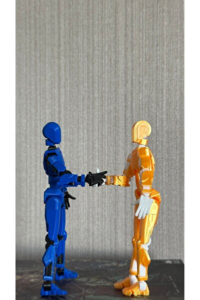 moifugyia Lucky 13 Aksiyon Figürü Robot Oyuncak 13cm 2'li Set Altın Rengi - Mavi