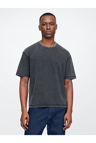 GAP Erkek Gri Heavyweight Crop T-Shirt