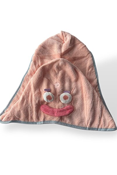 TAKIŞTIR Ροζ Χρώμα Monster Figured Πετσέτα μαλλιών/Καπέλο με ελαστικό