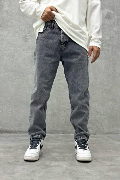 MADZEYMODA Erkek Boyfriend Gri Jean Kot Pantolon